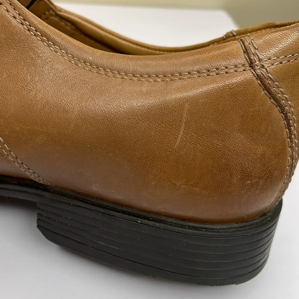 CLARK’S Collection Men’s TILDEN TIP Oxford Leather Shoes Dark Tan Lace Up 10M